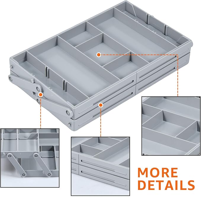2/3 Tier Drawer Organizer, Collapsible Multi Level Drawer Organizer Tray, Expandable Bathroom Desk Drawer Organizer Trays, Adjustable Compartments Storage Trays for Jewelry