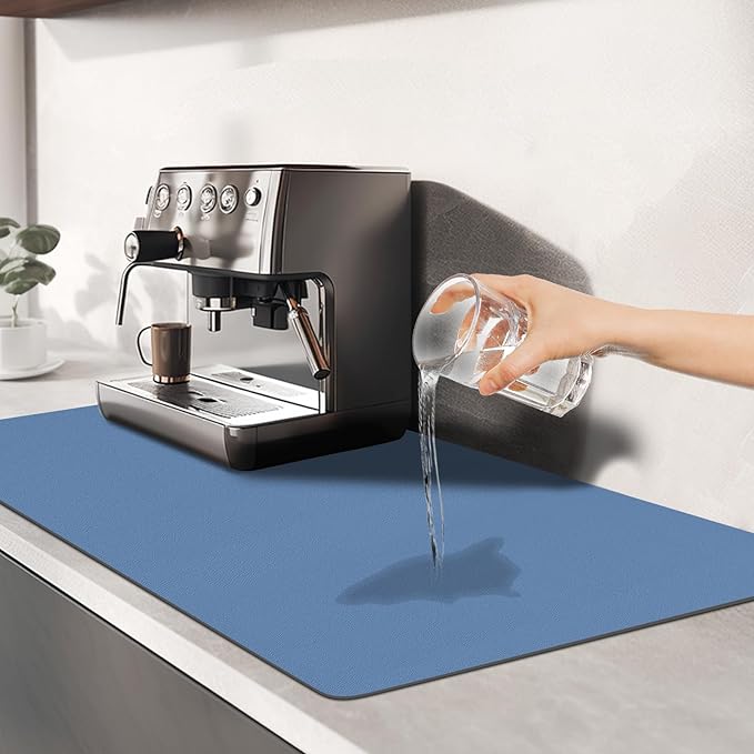 Dish Drying Mat & Coffee Mat for Kitchen Counter, Absorbent Microfiber Waterproof Mat with Non-Slip Backing, Multi-Size Multi-Color Options, Sink and Coffee Bar Accessories