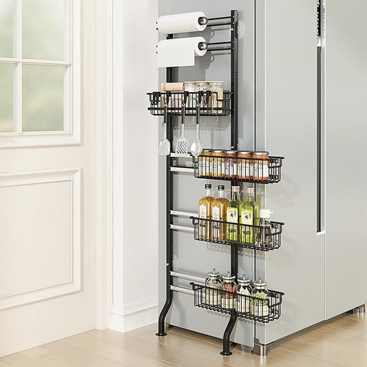 bukfen 6-Tier Slim Corner Shelf, Spice Rack Next to Fridge Slim, Narrow Storage Cabinet Organizer for Kitchen, Bathroom
