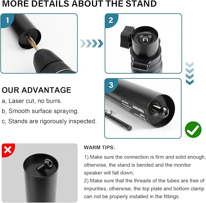 Set of 2 Desktop Clamp Speaker Stands Short Studio Monitor Stands Height Adjustable