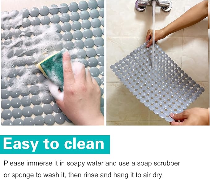 Coopay 2 Pack Kitchen Sink Mat Plastic Protect Mat PVC Eco-Friendly Kitchen Adjustable Stainless Steel/Porcelain Dish Drying Pad Protector for Bottom of Sink, 15 x 11 Inches (Gray)