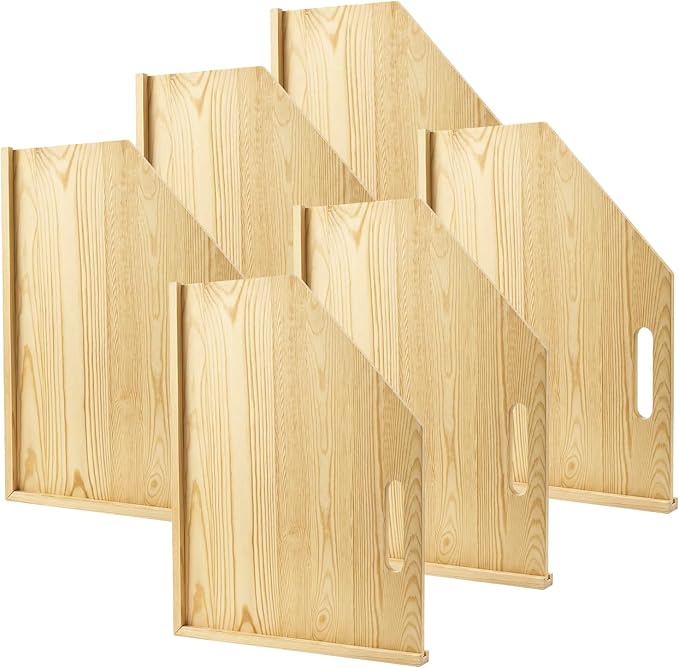 6 Pack Wood Tray Dividers for Cabinet, Cookie Sheet Organizer for Cabinets, Baking Sheet Organizer, No-Cut Kitchen Cabinet Dividers, Cookie Trays for Kitchen, Pantry Storage (12, Pounds)