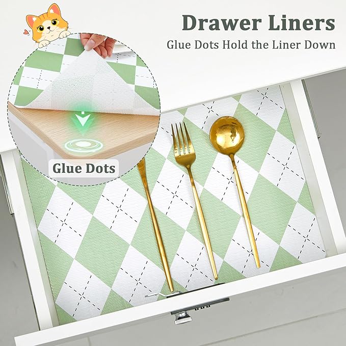 MIAONET Sage Green Shelf Liner for Kitchen Cabinets 24" x 360" Non-Adhesive Non-Slip Drawer Liners for Dresser, Waterproof Washable Paper, Durable Protector Mat for Pantry Shelves Cupboards