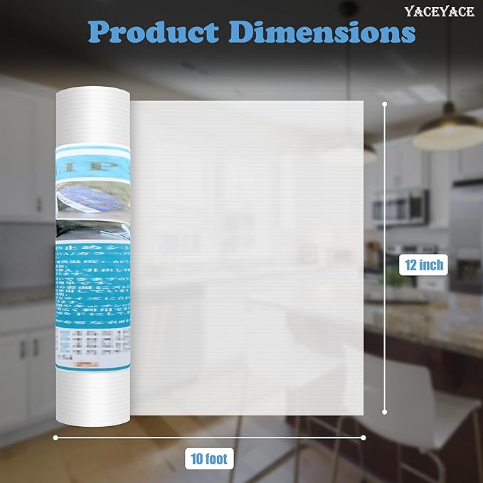 YACEYACE Shelf Liners Thick, 12 in x 10 FT Clear Drawer Liner Washable Oil-Proof, Waterproof Mats, Cabinet Liners for Shelves, Desks, Refrigerator
