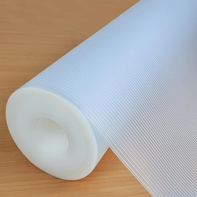 Hersvin Shelf Liners 30 in x 20 ft EVA Drawer Mats, Non-Adhesive Cupboard Protector, Kitchen Cabinet Lining Fridge Liner (Clear Stripe, 76.2x610cm)