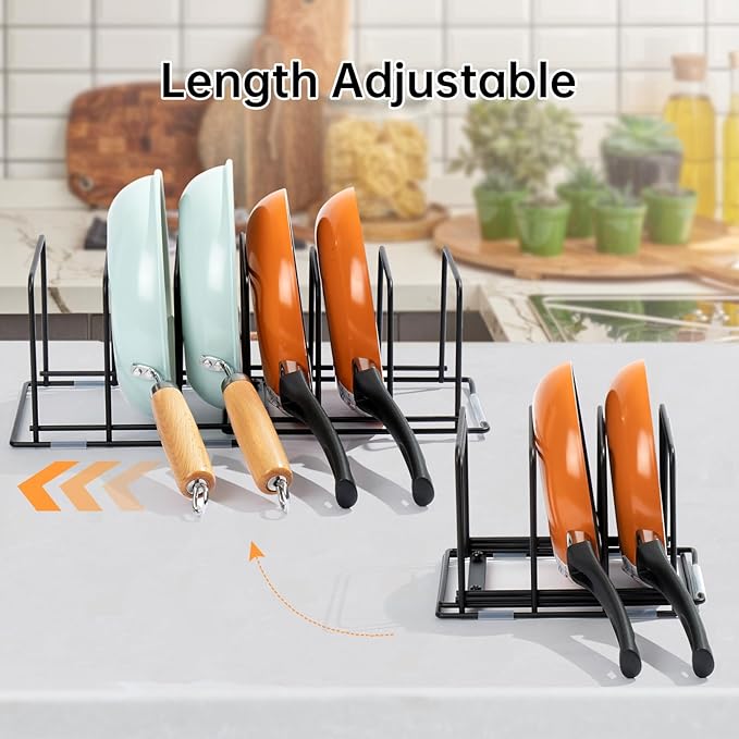 Cutting Board Organizer, Adjustable Pot and Pan Organizer Rack, Kitchen Cabinet Holder for Cutting Board,Baking Tray, Cookie Sheet, Bakeware Organizer for Countertop