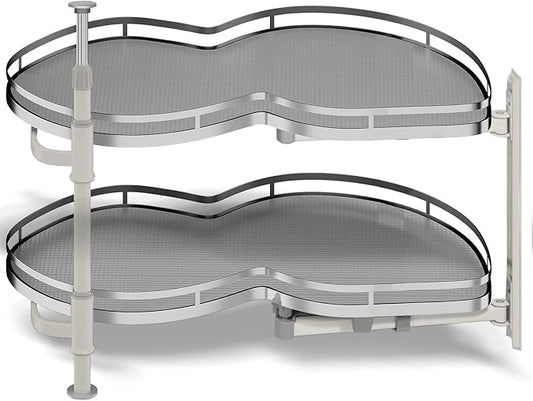 Blind Corner Cabinet Pull Out Organizer, Soft Close Swing Right Pull Out Cabinet Organizer 36inch, Corner Cabinet Lazy Susan for Corner Cabinet Blind Shelf, 2 Tiers Tray, Adjustable Height