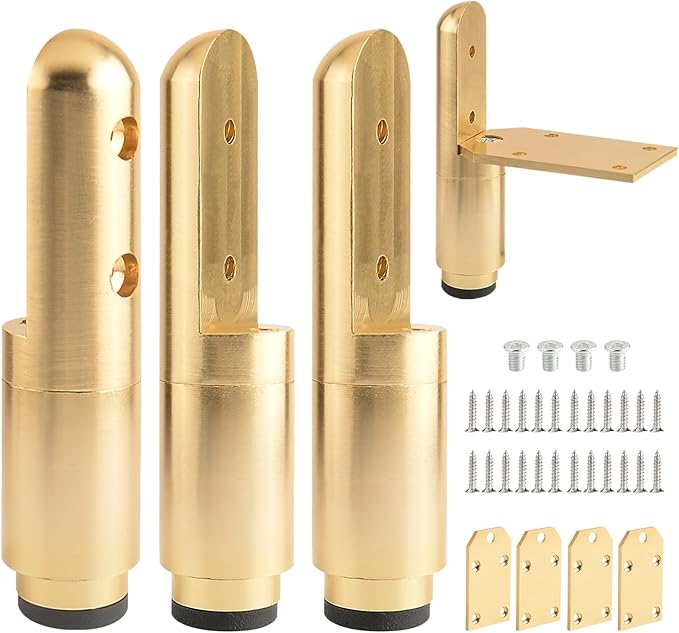 Legs for Furniture Set of 4 Adjustable Metal Cabinet Feet Golden 2.1-2.5 Inch End Table Legs Extenders Desk Feet Coffee Table Base Support Feet