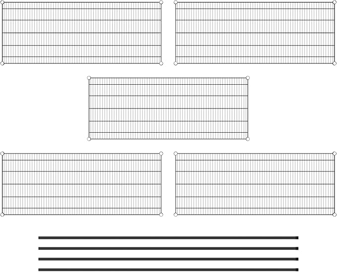 Commercial NSF Listed Black Epoxy Stationary Wire Shelving Kit 24" x 60" x 96", with 5 Shelves Perfect for Warehouse, Walk-in Refrigerator, Freezer, Grocery Store, Restaurant, Dishroom