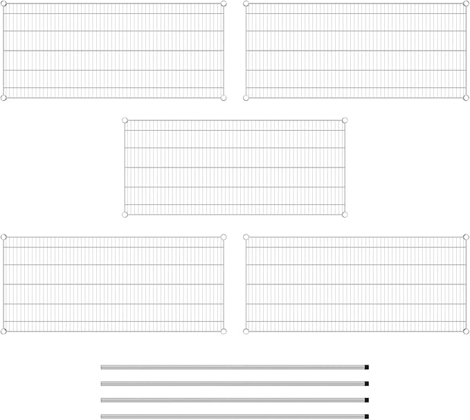 Commercial NSF Listed Chrome Stationary Wire Shelving Kit 24" x 54" x 64", with 5 Shelves Perfect for Warehouse, Walk-in Refrigerator, Freezer, Grocery Store, Restaurant, Dishroom