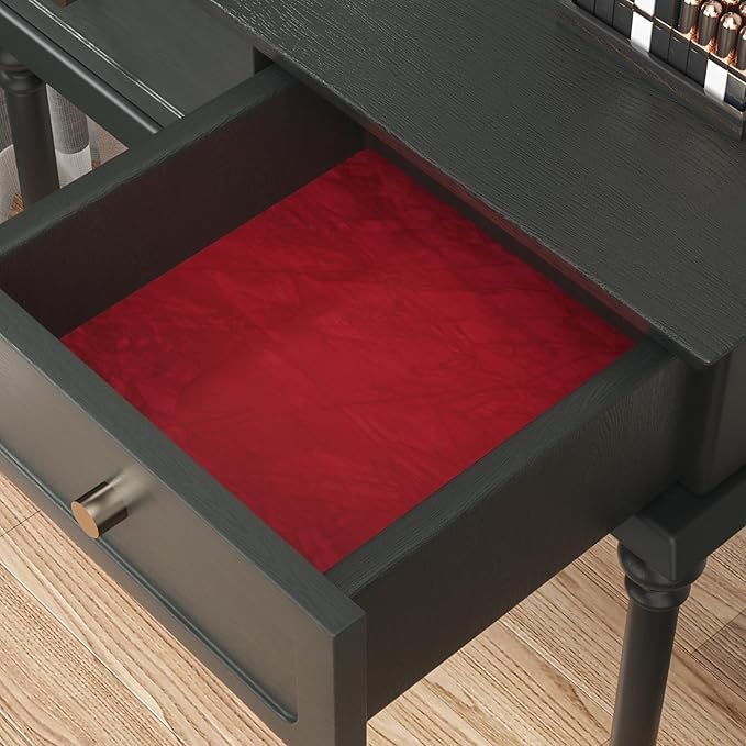 CHIHUT 12''x100'' Red Self Adhesive Velvet Flocking Liner for Jewelry Drawer Soft Removable Velvet Felt Fabric Wallpaper Peel and Stick Thick Velvet Drawer Liner Sticker for DIY Crafts Dresser