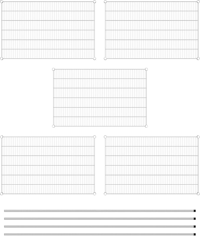 Commercial NSF Listed Chrome Stationary Wire Shelving Kit 30" x 48" x 96", with 5 Shelves Perfect for Warehouse, Walk-in Refrigerator, Freezer, Grocery Store, Restaurant, Dishroom