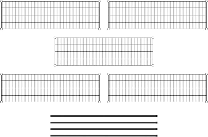 Commercial NSF Listed Black Epoxy Stationary Wire Shelving Kit 18" x 60" x 64", with 5 Shelves Perfect for Warehouse, Walk-in Refrigerator, Freezer, Grocery Store, Restaurant, Dishroom