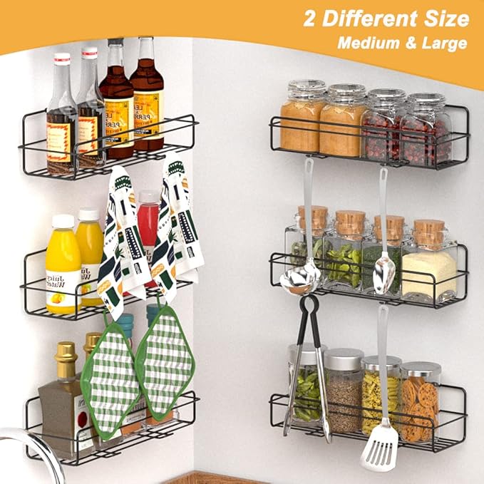 Spice Rack Organizer Hanging Spice Shelf Storage Rack Holder Seasoning Organizer Extra Storage for Kitchen Pantry Cabinet Cupboard Door Wall Mount,8 Packs