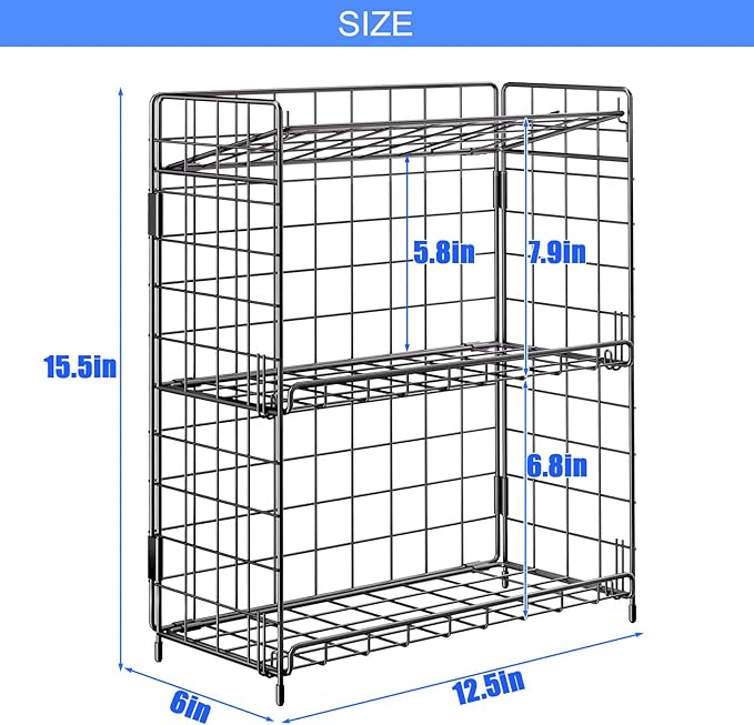 3-Tier Snack Rack for Countertop, Foldable Snack Organizer for Small Snacks, Versatile Metal Wire Snack Storage Basket for Kitchen Supplies, Spice Rack, Fruits Holder, Bathroom Shelf.