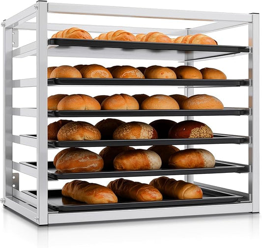 Zonon 28" x 18" x 21" Wall Mounted Sheet Bun Pan Rack, Aluminum Bun Pan Rack Holds 6 Full-size Sheet Pans for Bakeries and Catering Kitchens