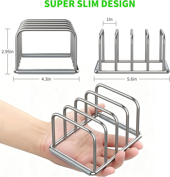 Cutting Board Organizer-1.0in Wide Kitchen Cutting Board Holder Stand for Baking Sheets,Cookie Sheets with 4 Slots,304 Stainless Steel Baking Sheet Oragnizer(1.0 Inch Width Slots)