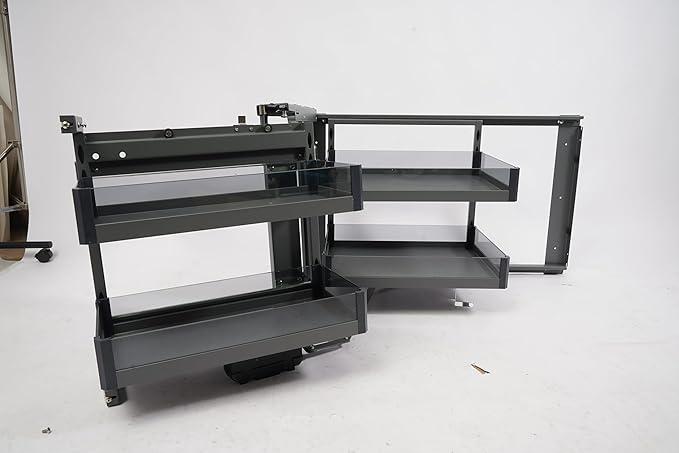 2 Tiers Blind Corner Cabinet Pull out with 4 Detachable Shelves, Corner Cabinet Pull out Left or Right for 14 Inch Opening