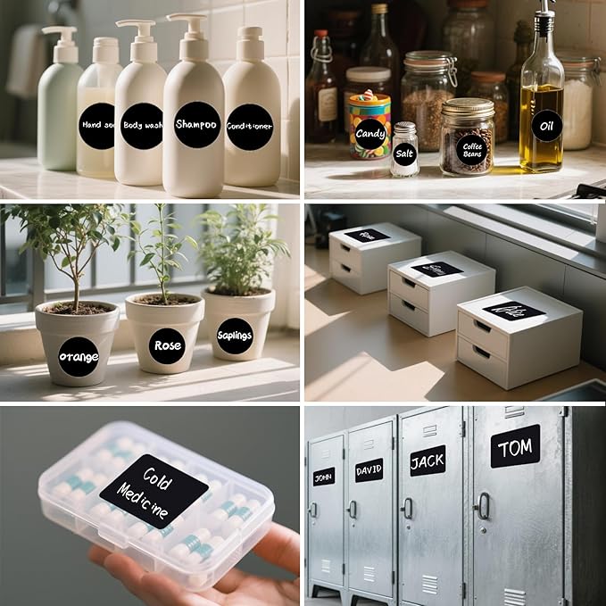 XQIGI 365 PCS Removable Food Labels with 2 Markers, 100 Freezer Easy Peel Off Color Coding Frozen Holders Sticker, 165 Chalkboard Label Waterproof Reusable Blackboard Stickers