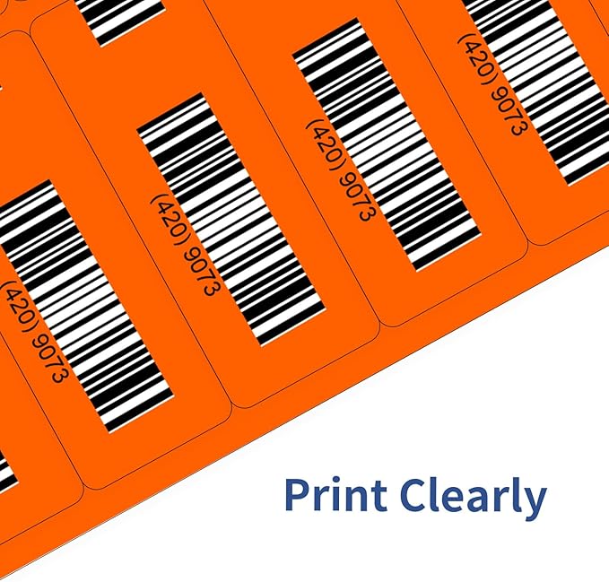 Yegawen 1" x 2-5/8" Address Labels 600 Labels Sticker Paper for Laser/Ink Jet Printer mailing Labels 8.5"×11" Fluorescent Orange 30 per Sheet
