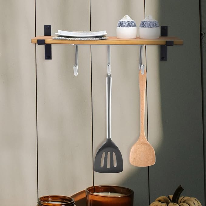 Sewroro Cabinet Mug Hooks Rack, Screw Mounted 3-Hook Hanging Cup Organizer, Vertical Coffee Mug Holder for Kitchen Storage and Cup Drying