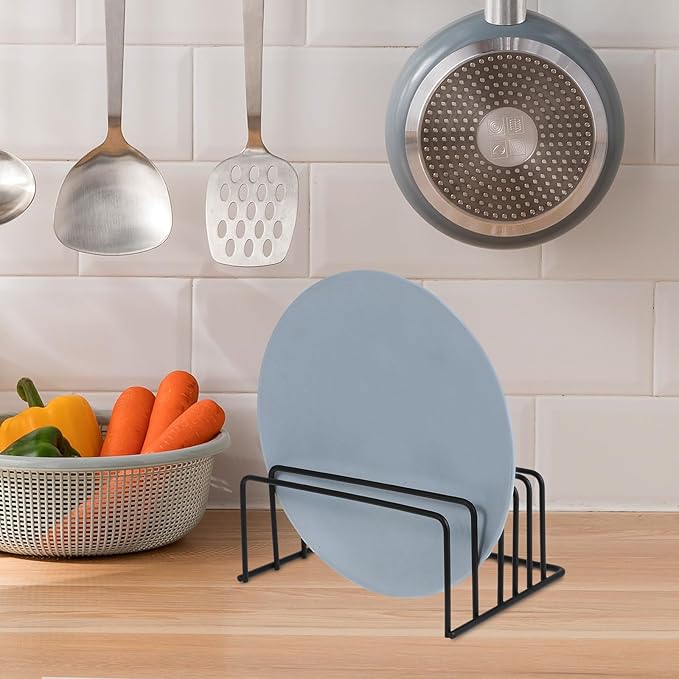 2pcs Metal Pan and Lid Storage Organizer Rack with Cutting Board Holder for Kitchen Cabinet, Vertical Pot and Baking Sheet Stand for Space-saving Kitchen Storage