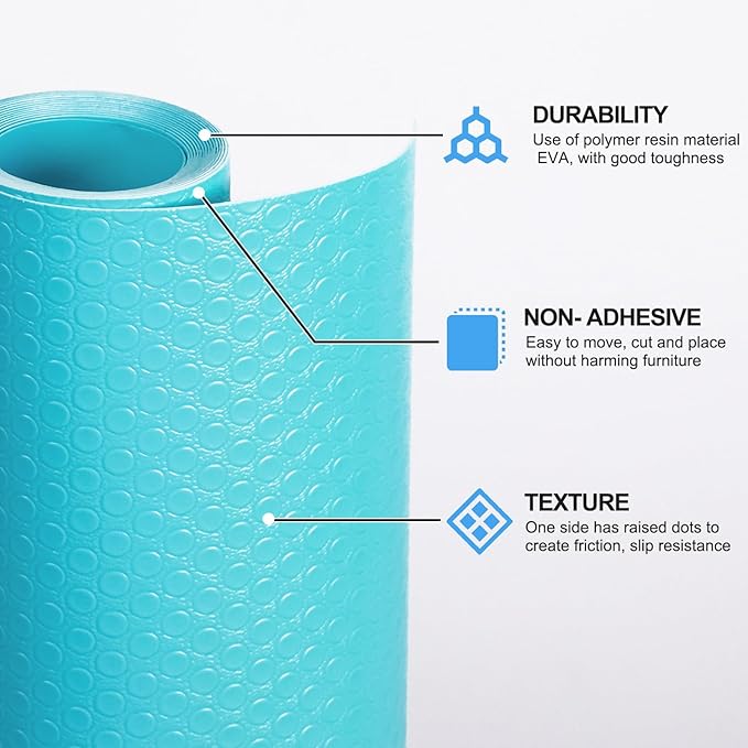 Bloss Shelf Liner,Drawer Liner Roll,EVA Washable Refrigerator Mat for Kitchen Cabinets 17.7"x59" Non-Adhesive Cutterable Tableplace Mat for Home&Kitch
