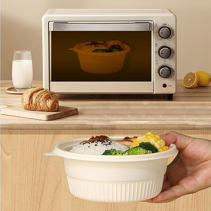 FUailiYY 30 Packs 16oz Round Meal Prep Containers Disposable, biodegradable clamshell containers,Thickened food storage, Meal Take Out Containers, Stackable, Microwaving, And Freezing