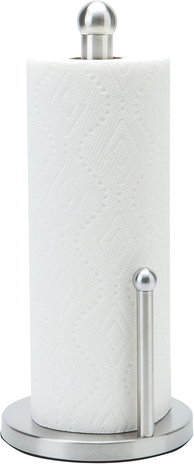 Kitchen Details Paper Towel Holder & Dispenser | Holds Standard Size Roll | Freestanding | Counter top | Weighted Base | Stainless Steel, 6.1"x 6.1"x 13.1"