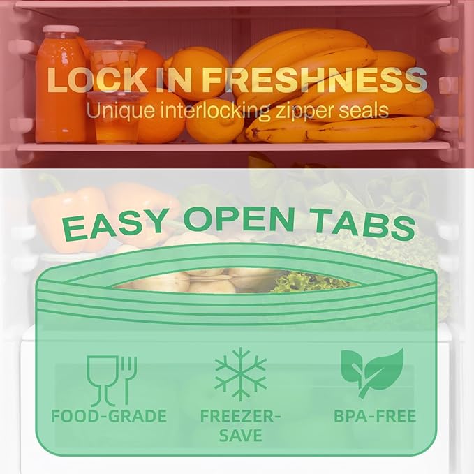 Compostable Gallon Food Storage Freezer Bags, 150 Count | 2 Mil | 10.5" * 10.7", Freshness Easy Open Biodegradable Eco-Friendly Reclosable Compost Zippper Bags