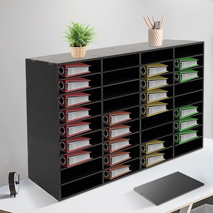 36 Compartment File Organizer - Document Storage Cabinet with Detachable Partitions, Anti-Slip Pads, for Office Home School