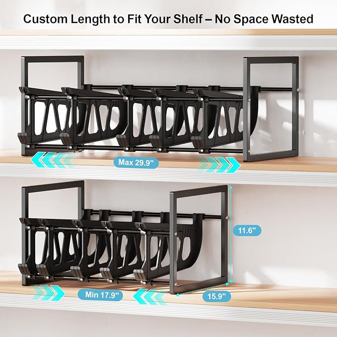 iSPECLE Can Storage Organizer Pantry, 2 Pack Auto Rolling Canned Food Organizer, Store 80 Cans Stackable & Extendable Pantry Organizers and Storage, Easy Access and Fit Most Pantry Shelf Space, Black