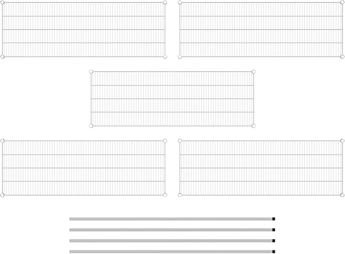 Commercial NSF Listed Chrome Stationary Wire Shelving Kit 21" x 60" x 74", with 5 Shelves Perfect for Warehouse, Walk-in Refrigerator, Freezer, Grocery Store, Restaurant, Dishroom