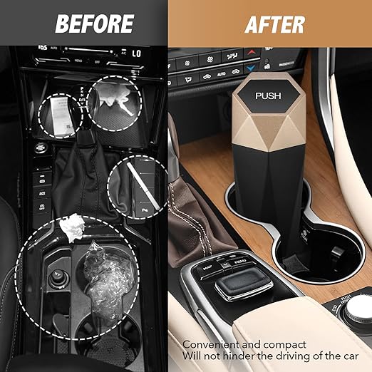 Car Trash Can with Lid - 1-Pack, Interior Accessories for Vehicles, Leakproof Garbage Can with 30 Detachable Trash Bags, Multipurpose Organizers and Storage Solutions for Home and Office