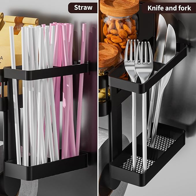 for Beonsky & Stanley & Hiware Replacement & Reusable Stainless Steel Metal Straw - DELITON Magnetic Paper Towel Holder Shelf Hanging Straws Holder