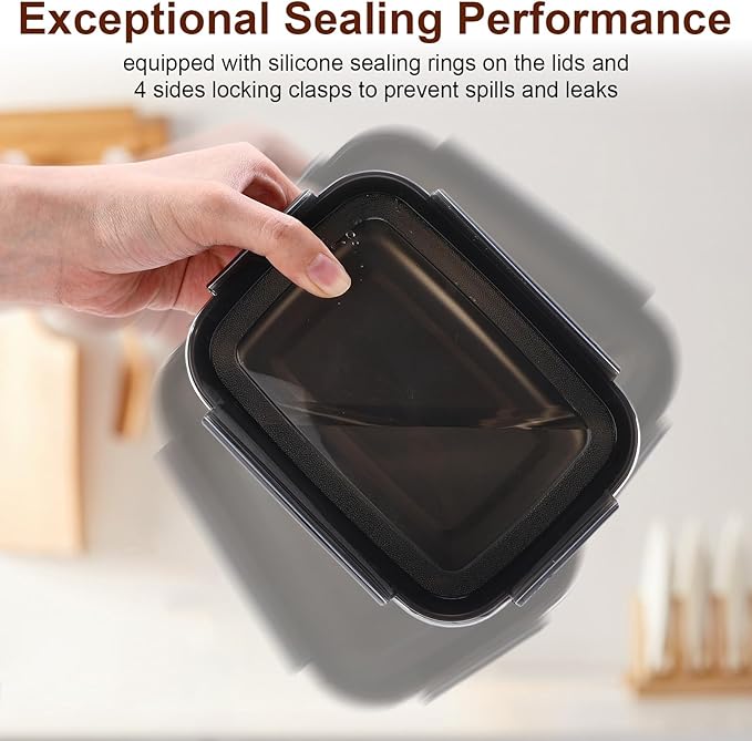 Acellegic 12 Pcs 304 Stainless Steel Food Storage Containers with Lid, Airtight Metal Food Containers Reusable Stackable Bento Meal Lunch Box Freezer/Dishwasher Safe for Kitchen Travel(19oz/ 550 ml)