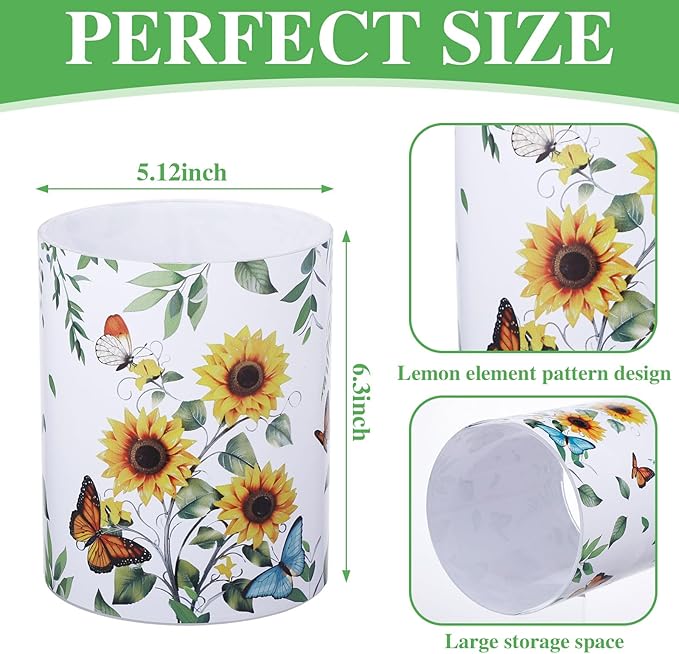 Kitchen Decorations Utensil Holder Acrylic Utensil Crock Spoon Kitchen Organizer for Countertop Coffee Spoon Holder Jar for Cooking Tools(Sunflower)