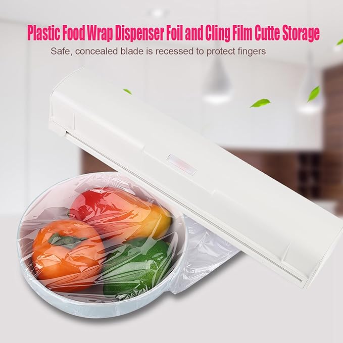 Food Wrap Dispenser with Cutter, Stylish Easy to Use Tin Aluminum Foil Dispenser Food Cling Wrap Film Cutter for Home Kitchen