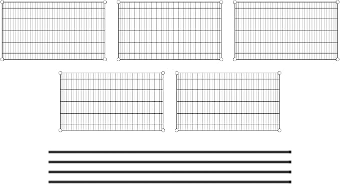 Commercial NSF Listed Black Epoxy Stationary Wire Shelving Kit 24" x 42" x 96", with 5 Shelves Perfect for Warehouse, Walk-in Refrigerator, Freezer, Grocery Store, Restaurant, Dishroom
