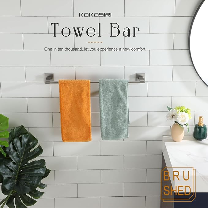 KOKOSIRI 20 Inch Bath Towel Bars Bathroom Towel Racks Towel Holder Towel Rods Kitchen Towel Hanger Bathroom Accessories Stainless Steel Wall Mounted Brushed Nickel B4006BR-L20