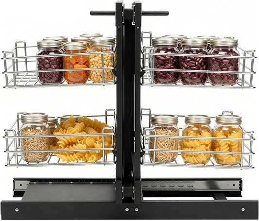 Blind Corner Cabinet Pull Out Home Kitchen Slide Out Storage Organizer Corner Pull-Out Basket Widen Cabinet Organizer Double-Layer Bowls Storage Shelf