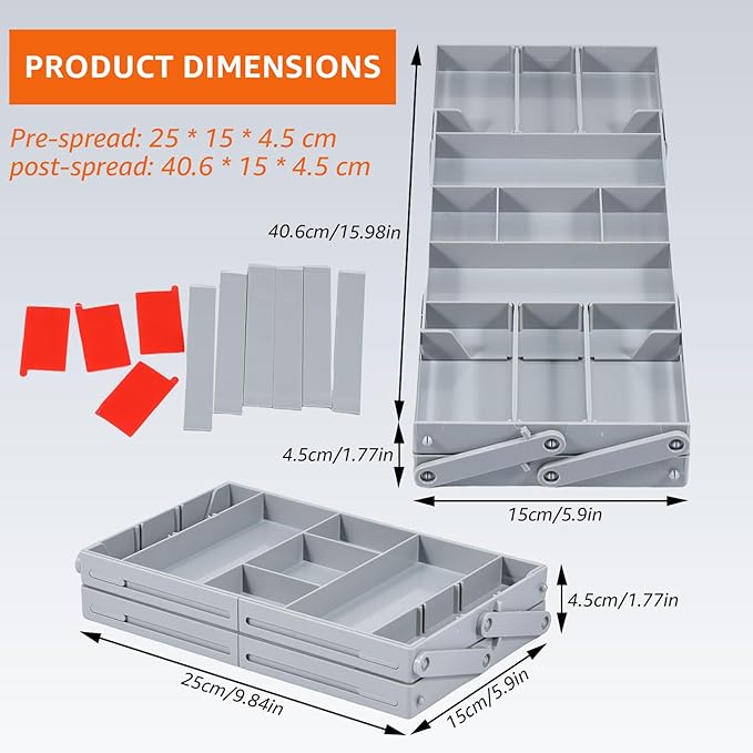 Multi Level Drawer Organizer,Collapsible Drawer Organizer,2/3 Drawer Organizer Multi Level Drawer Organizer with Adjustable Compartments Versatile Expandable Desk Organizer Trays (A)