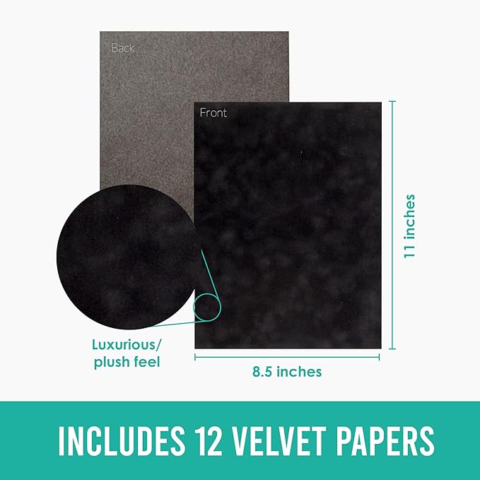 S.E.I Midnight Velvet Paper, Felt Fabric For Drawer and Jewelry Box Liner, 8.5" x 11" - 12 Sheets