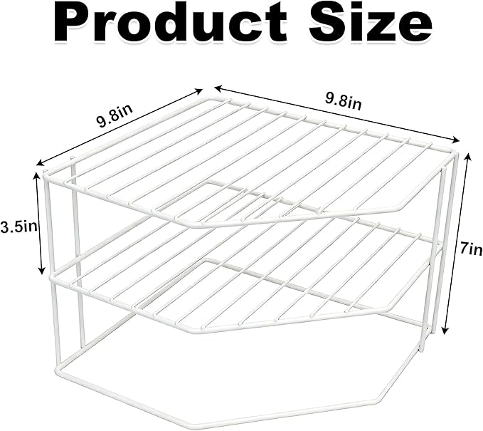 SIBAO 3 Tier Kitchen Corner Shelf Rack And Cabinet Organizer For Plates And Cups, Metal Wire Kitchen Shelf, Steel Metal Frame, Rust Resistan,9x9x7.5inch, White