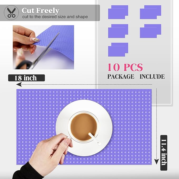 Daixers 10Pcs Refrigerator Liners, Washable Fridge Liner Shelf Mats Refrigerator Pads for Cupboard Cabinet Drawer Home Kitchen Accessories Organization (Purple)