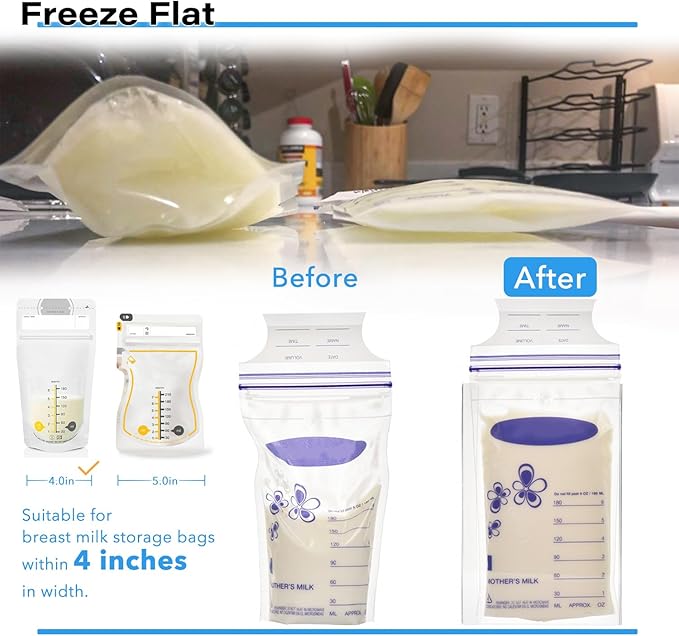 Breastmilk Storage Container with Freezer Flattener Kit, Large Capacity Organizer Bins for Flattening Milk Bags, Save Refrigerator Space (2 Pack)