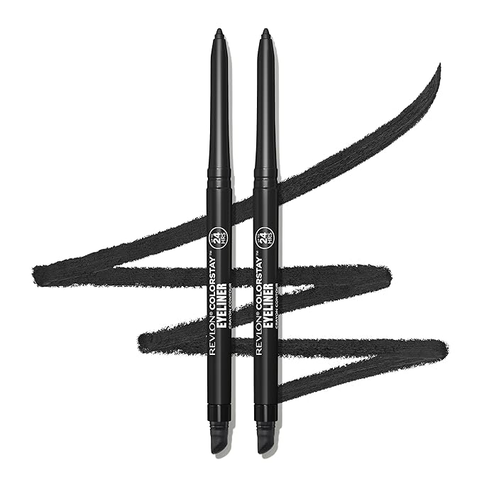 Revlon ColorStay Pencil Waterproof Eyeliner, Smudge-Proof, Eye Makeup with Built-In Sharpener, 201 Black, 2 pack