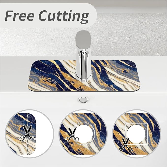 Kitchen Sink Splash Guard，Marble stone texture Abstract Faucet Mat Sink Gadgets-Super Absorbent Fast Drying Mat Drip Catcher for Kitchen, Bathroom,Sink Mat, Dish Drying Mat, Bathroom(15" X 5.5" )