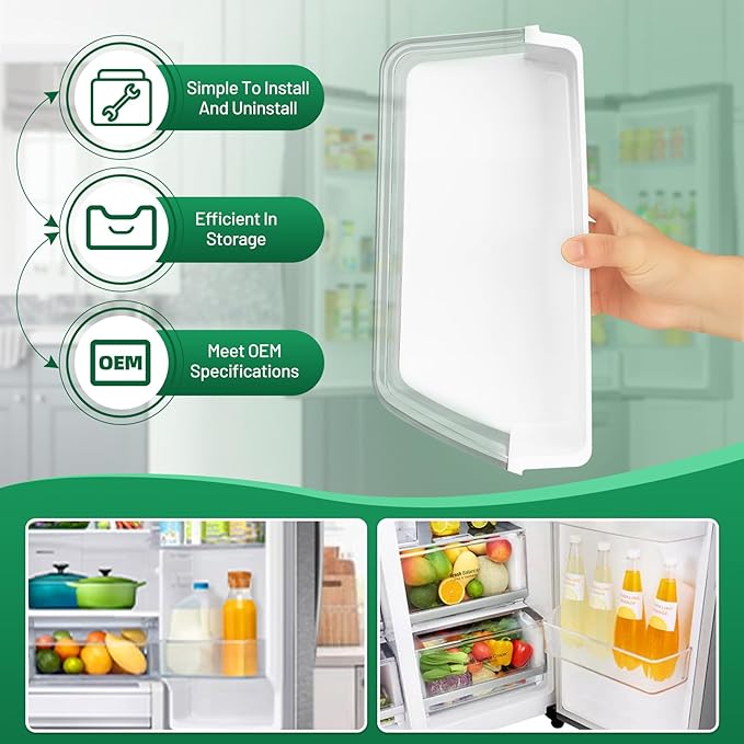 DA97-17255A Refrigerator Door Bin, Replace DA63-08688A Refrigerator Door Shelf Right, for samsung Door Bin RF265BEAESR, RF265BEAESG, RF262BEAESR (See Figure 6), 1 Pack, with Soda Can Organizer