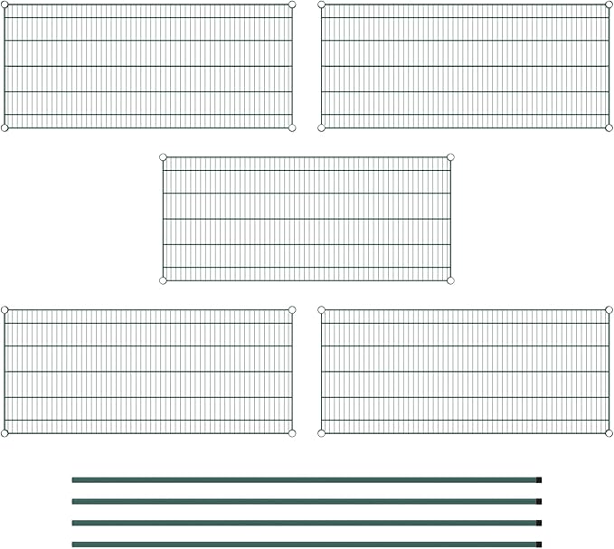 Commercial NSF Listed Green Epoxy Stationary Wire Shelving Kit 24" x 54" x 86", with 5 Shelves Perfect for Warehouse, Walk-in Refrigerator, Freezer, Grocery Store, Restaurant, Dishroom